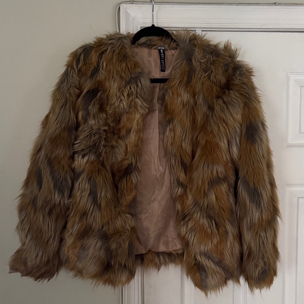 Design Lab Lord & Taylor Faux Fur Teddy Jacket in Brown